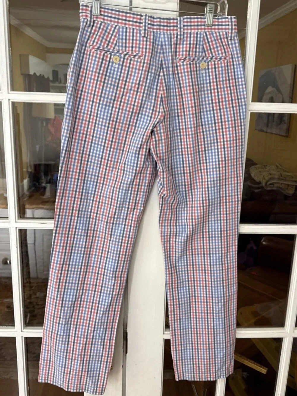 Vineyard Vines Pants Men's 30x32 sailing fun breaker Chino plaid check blue golf